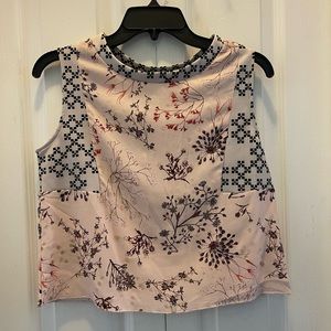 Zara TRF boxy floral sparkly sleeveless tank top